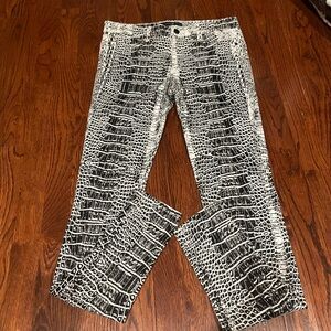Joe's Black and White Crocodile Print Embossed Denim leggings